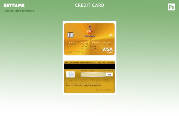 Модерен стил Шаблон за златна картичка за виза на Холандија Рабобанк